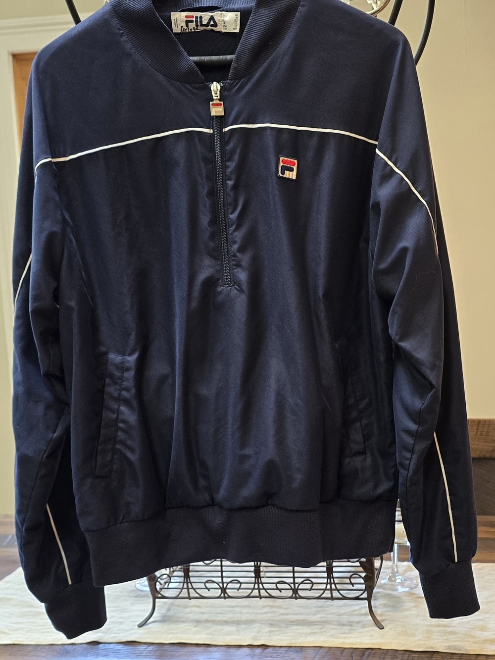 FILA Half Zip Pullover Lined Blue Anorak Wind Jacket with Pockets - Mens Medium